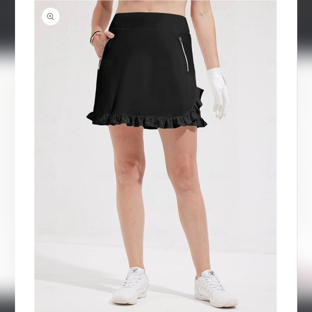 ACEGOLFS More Than Basic 17in High Waist UPF50+ Black Ruffle Skort New Medium🎾⛳